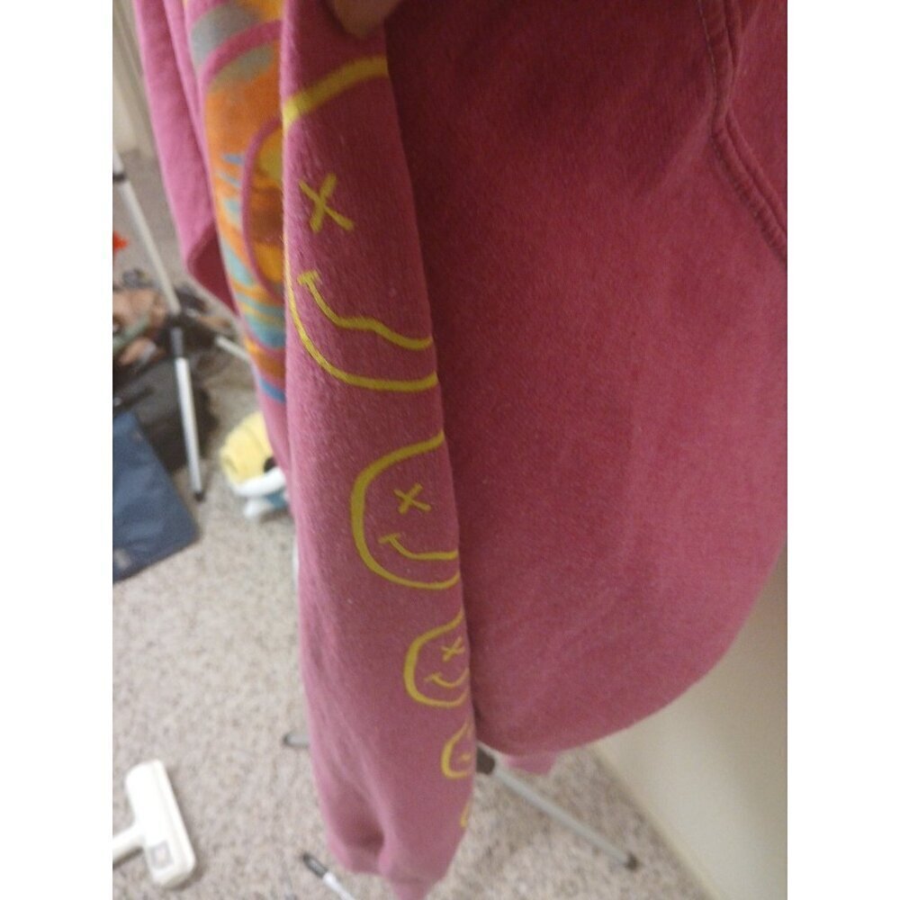 Nirvana Sweatshirt Mens Size Medium Pink OVERSIZED Fit 90s Grunge Band Retro - Picture 6 of 8